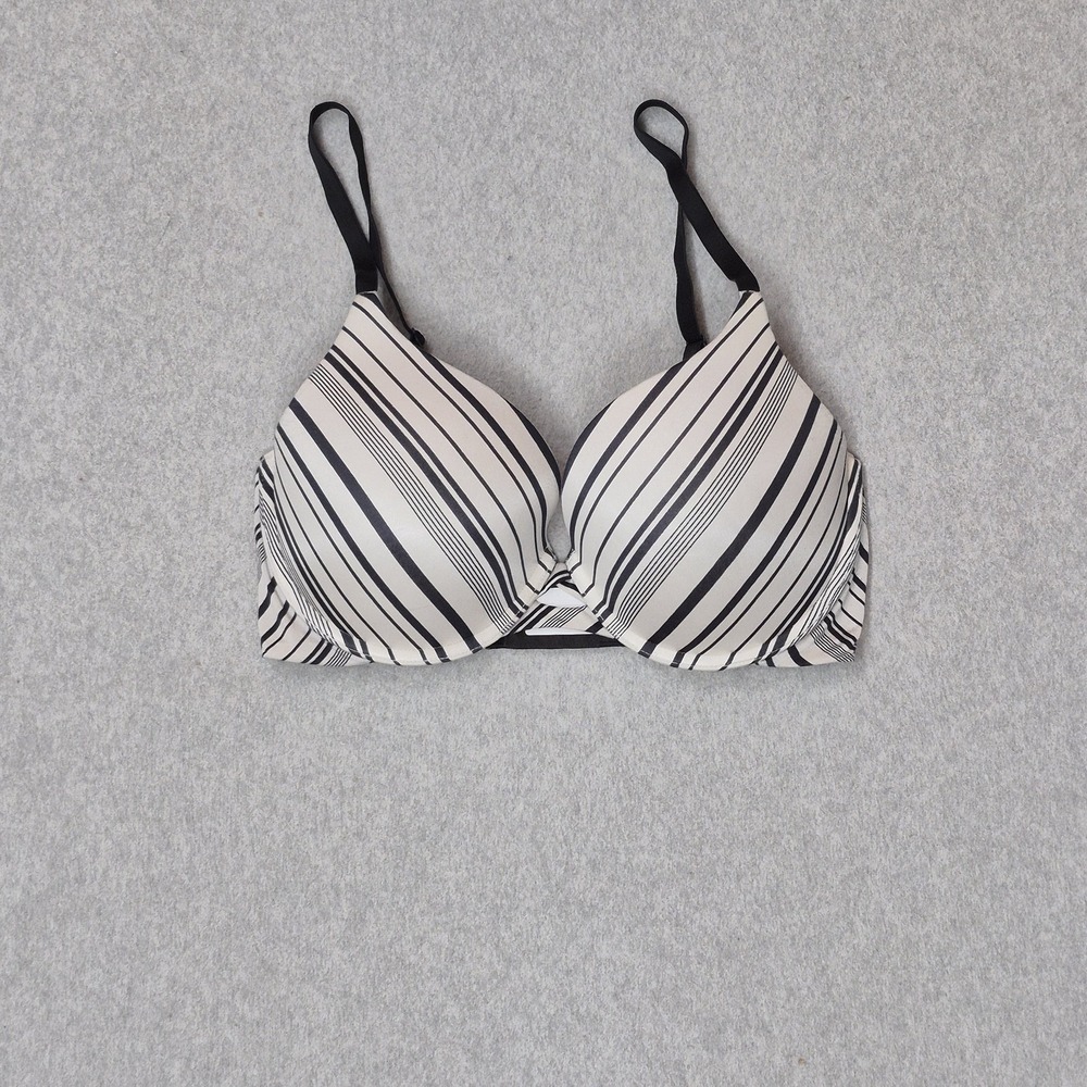 Victoria's Secret Women Bra 34DD White Striped‎ Perfect Coverage Convertible